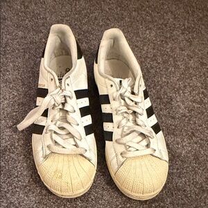 Adidas White and Black Shell Toe Sneakers